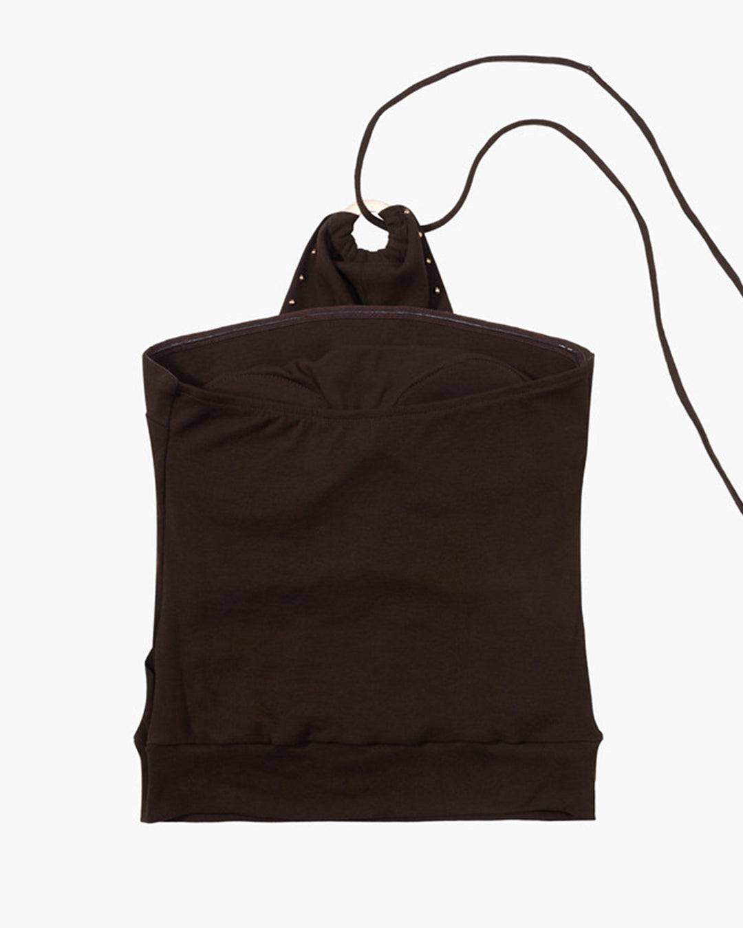 VINTAGE RIVET DETAIL FAUX TWO-PIECE CAMI TOPS - BROWN