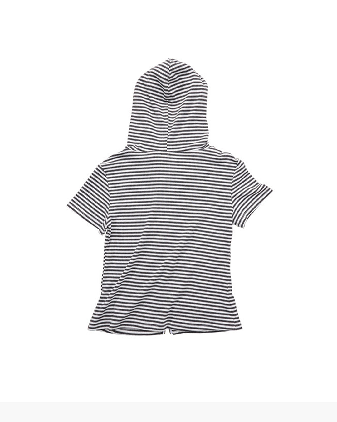 DEVIL HORN STRIPED HOODED ZIP-UP T-SHIRTS - WHITE