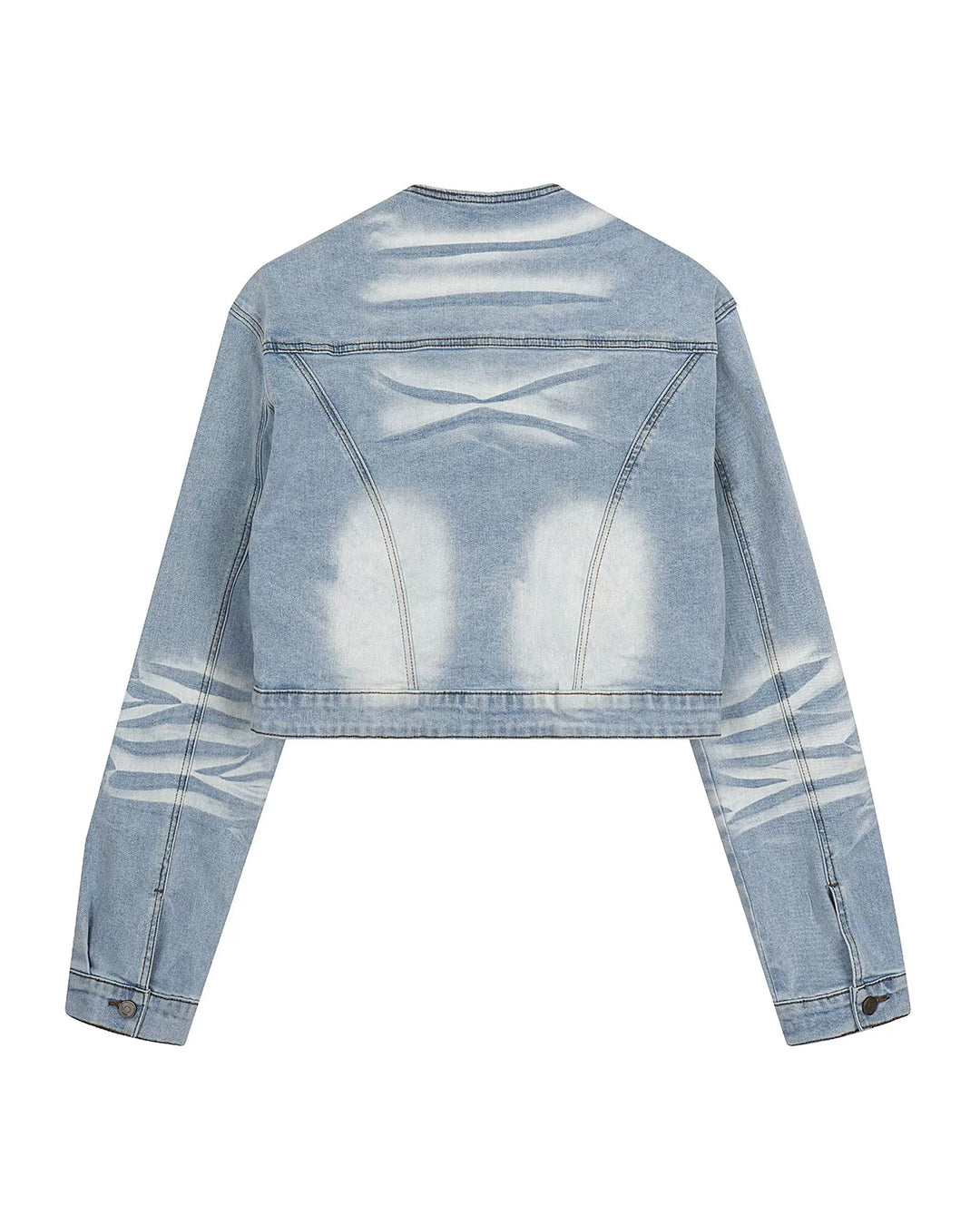 DECONSTRUCTED EMBROIDERED LOGO DENIM JACKETS - LIGHT BLUE