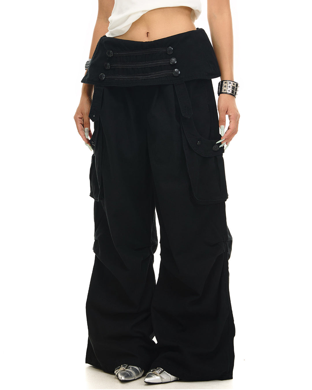 VINTAGE PALACE STYLE CARGO PANTS - BLACK