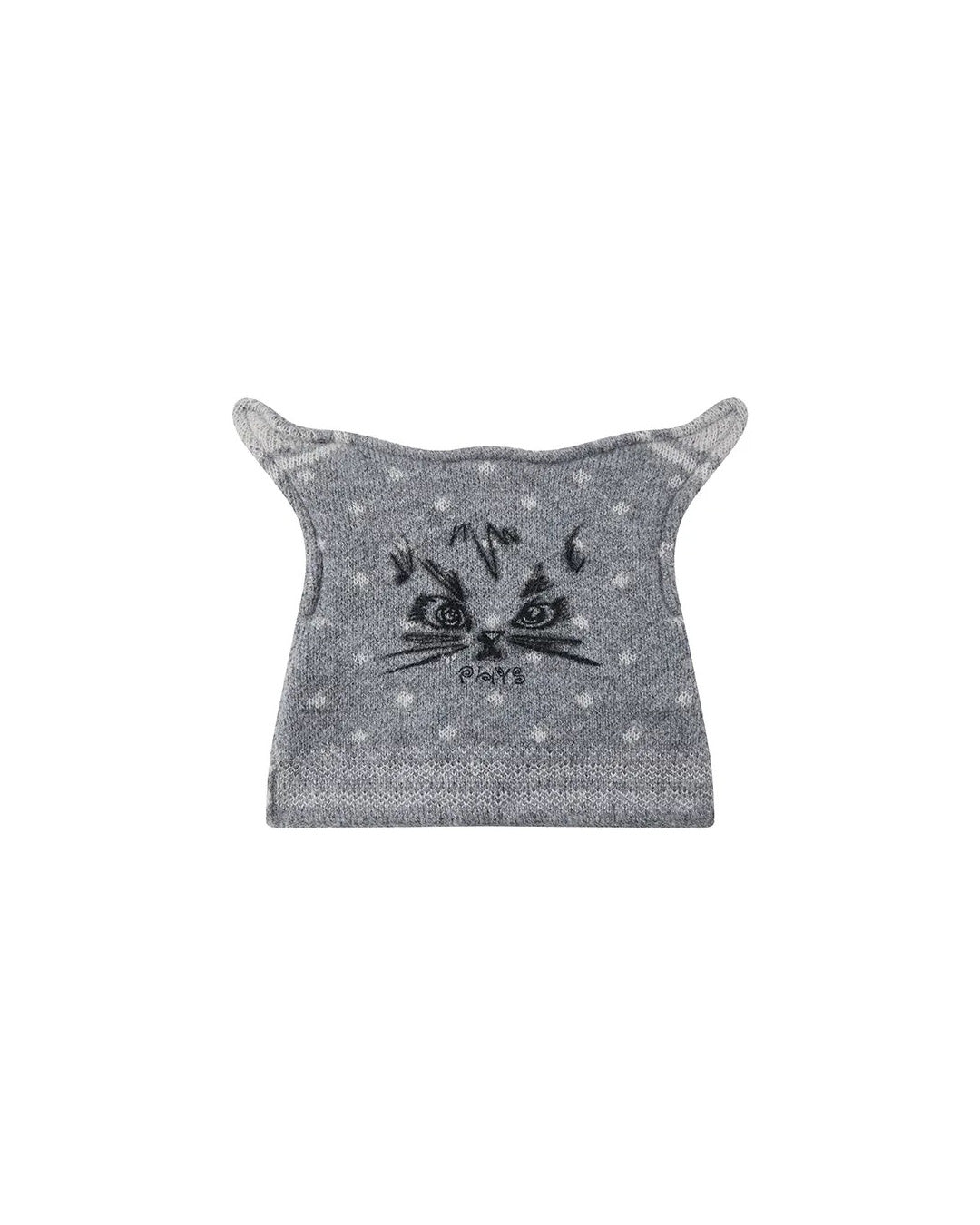 CAT POLKA DOT VELVET KNIT BEANIES - GREY