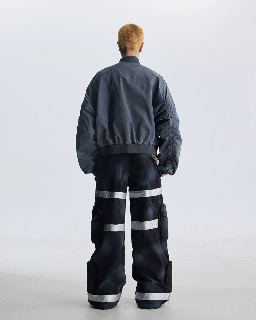 GRUNGE DIRTY DYE HEAVY DUTY CARGO PANTS - BLACK