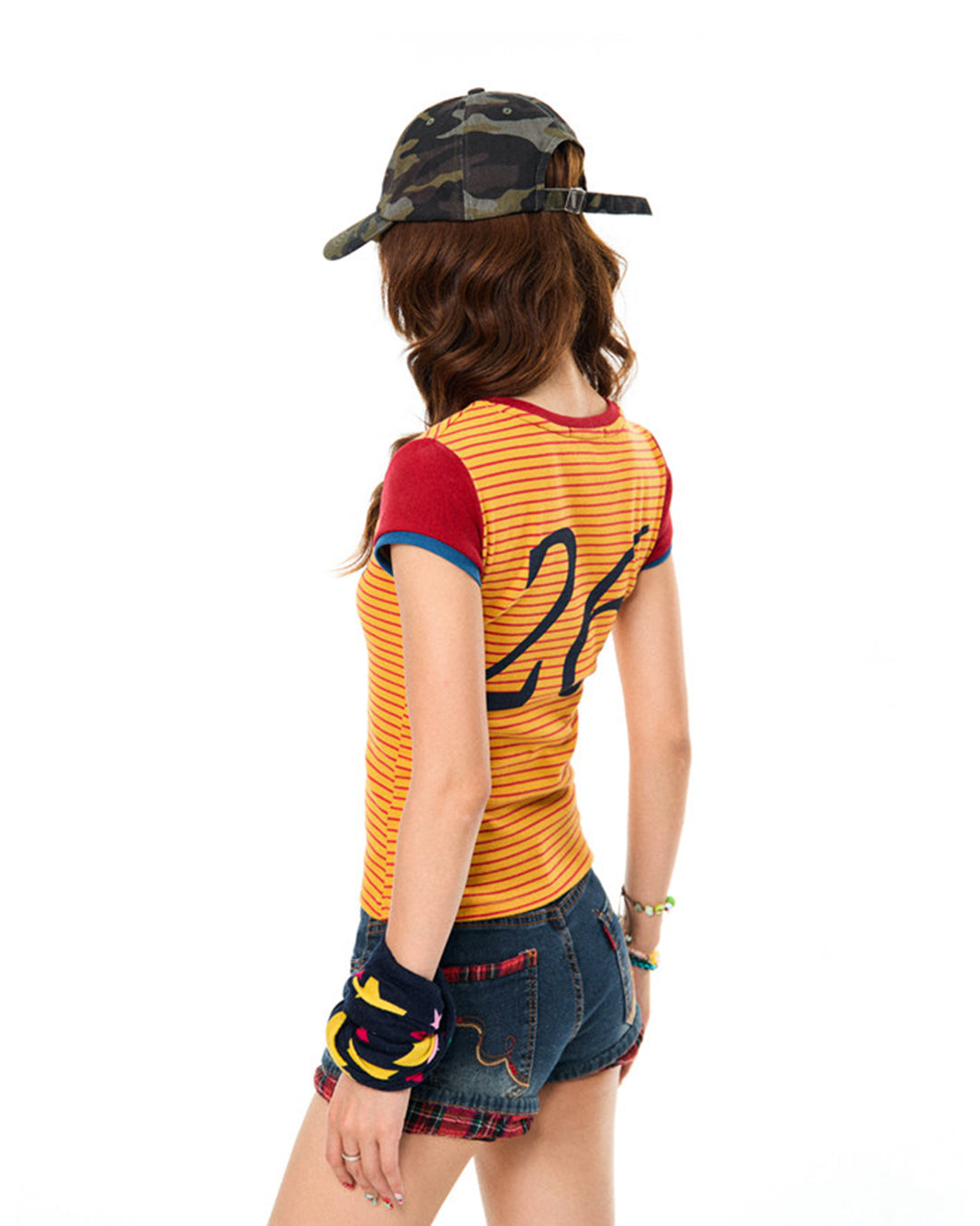 RETRO STRIPE CASUAL T-SHIRTS - ORANGE