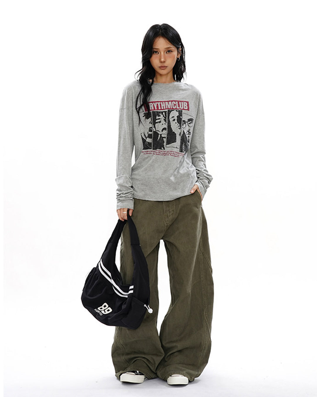 TIE DYE DISTRESSED LETTER PRINT TOPS - GREY