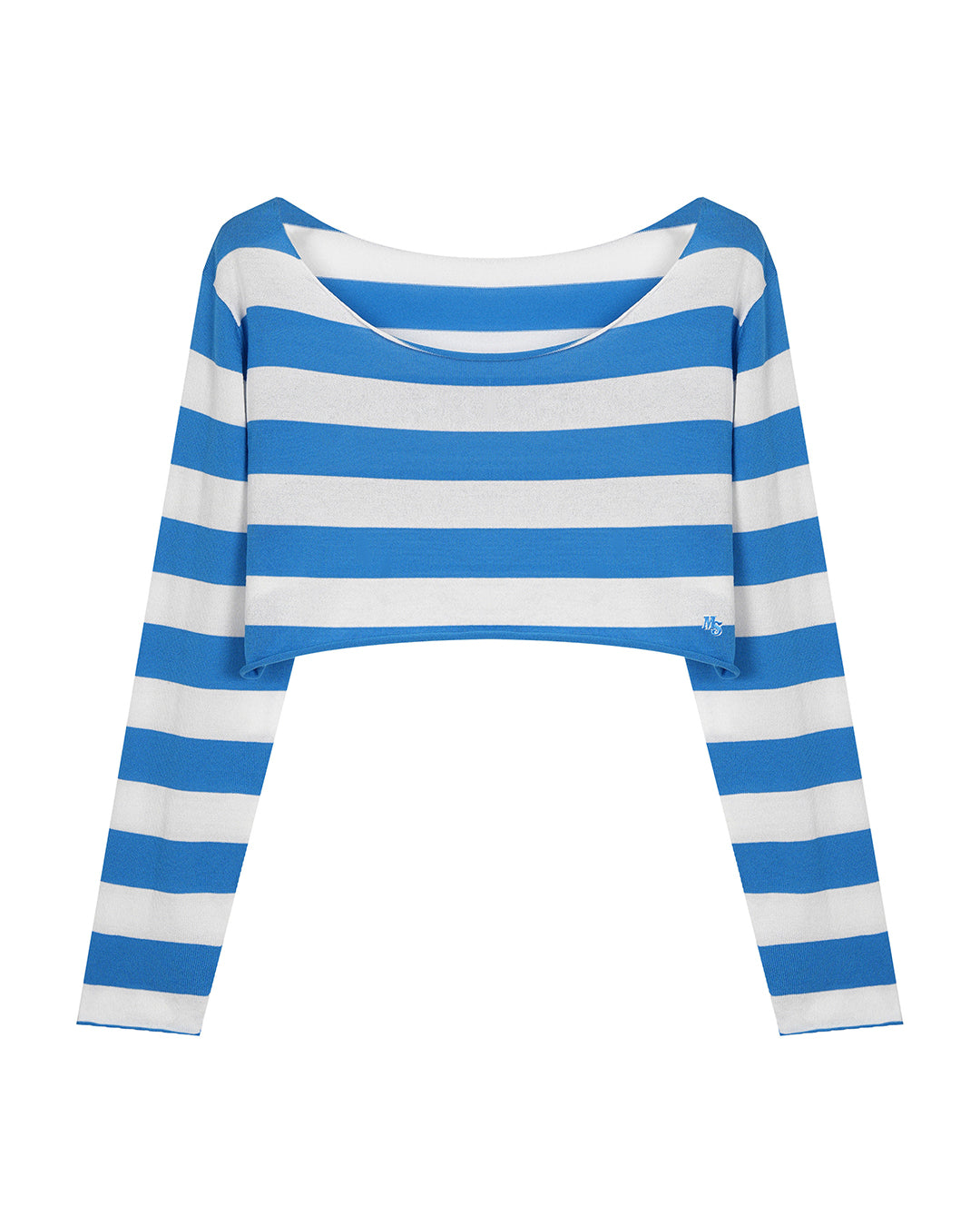 DOPAMINE STRIPED OFF SHOULDER CROPPED TOPS - BLUE