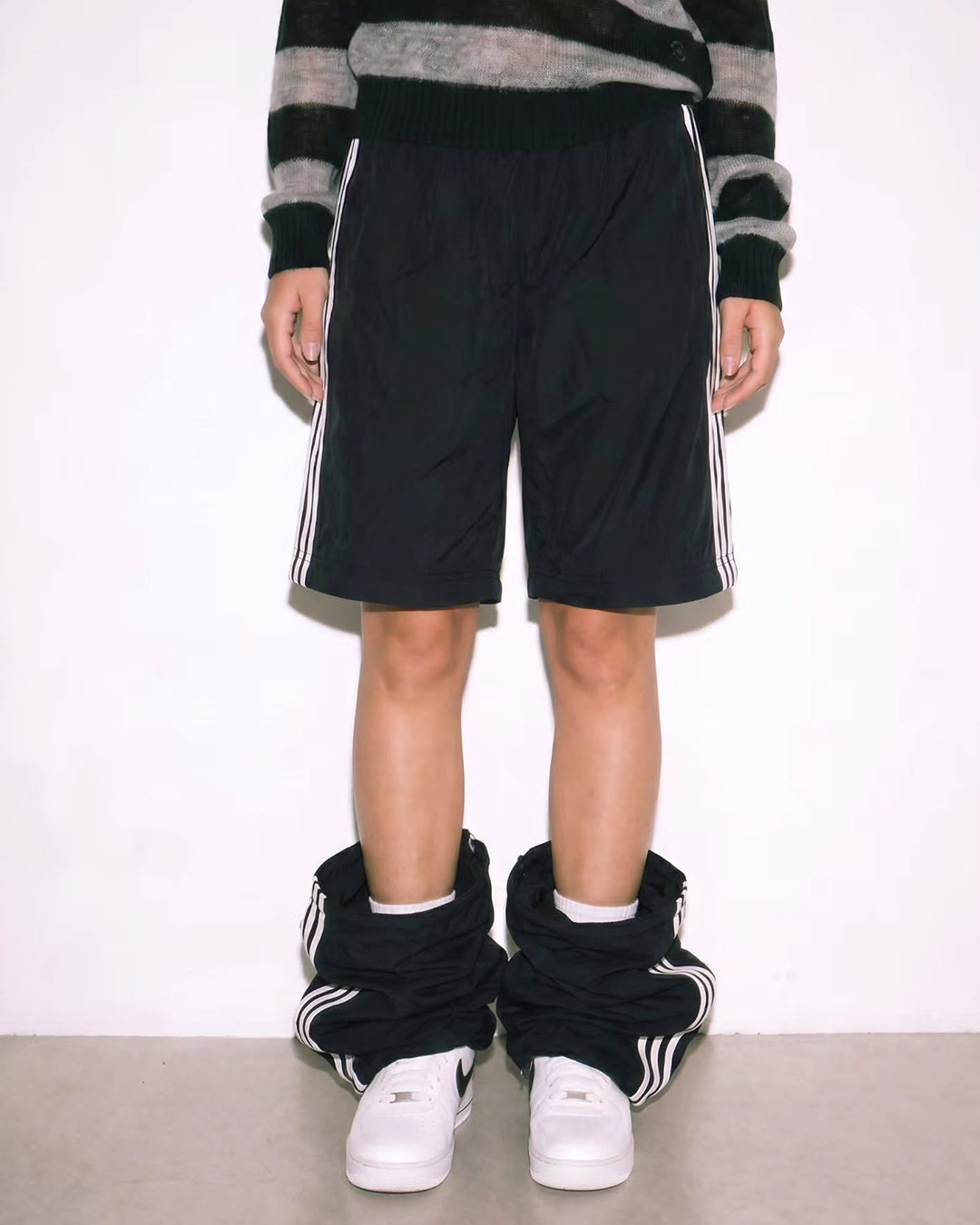 STRIPED DETACHABLE-LEG QUICK-DRY PANTS - BLACK