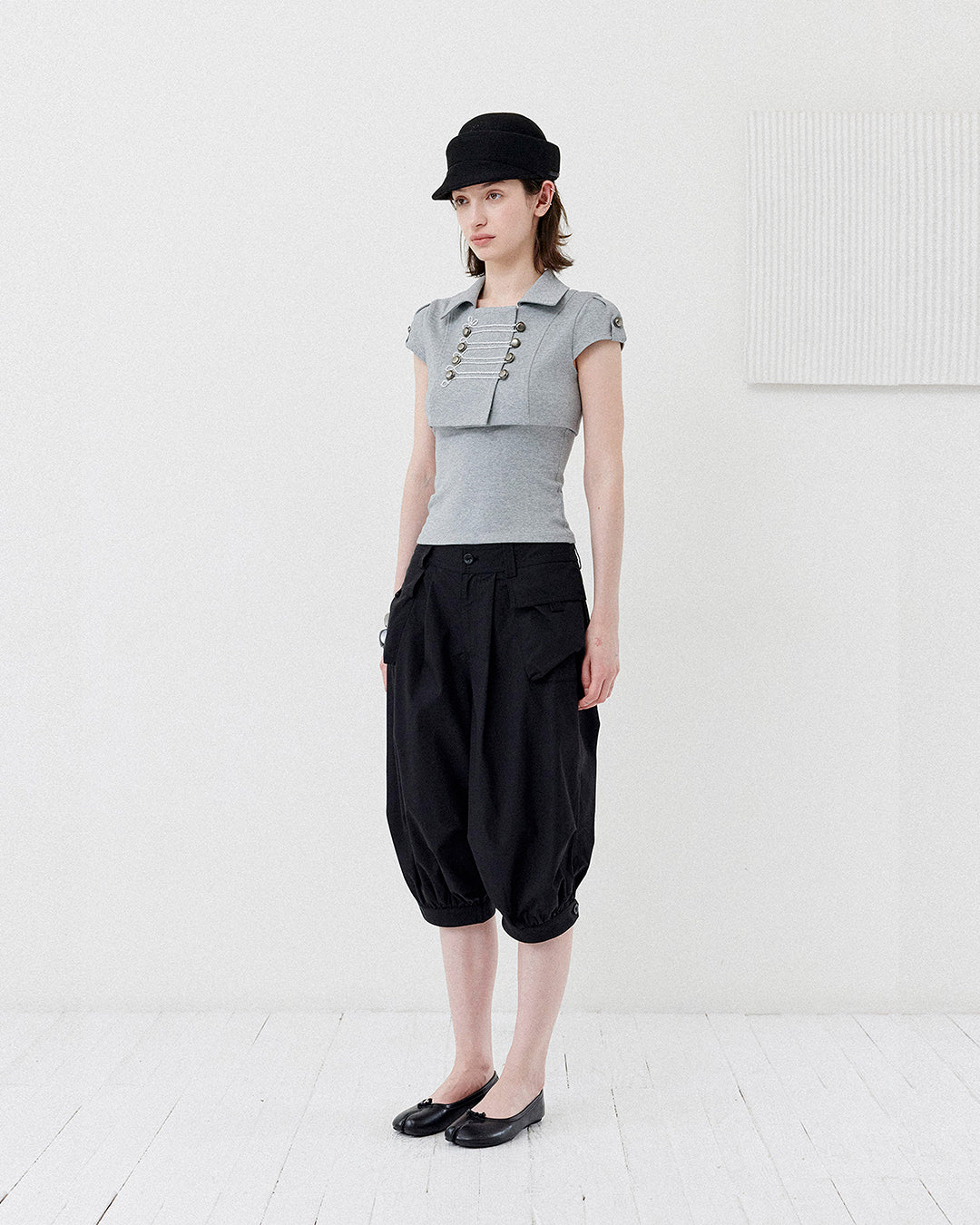 TWO-PIECE PALACE STYLE CROPPED TOPS - GREY