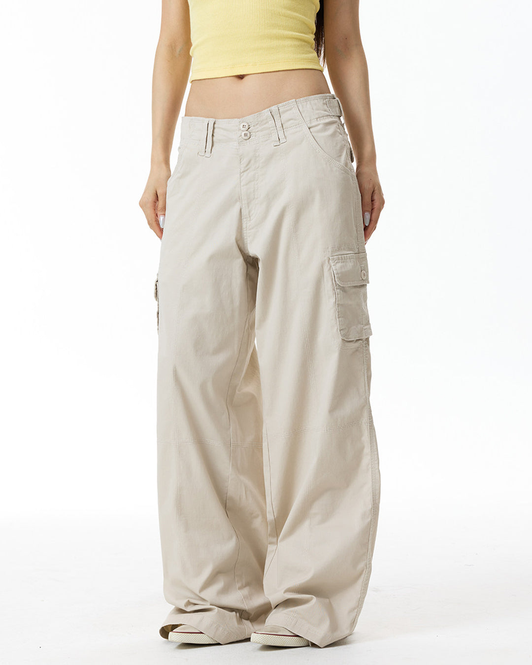 DECONSTRUCTED MULTI-POCKET CARGO PANTS - BEIGE