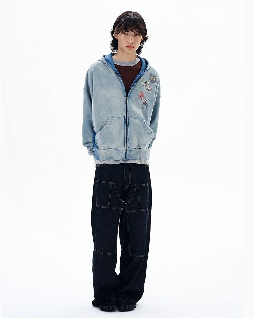 VINTAGE LABEL GRAPHIC WASHED SWEATSHIRTS - BLUE