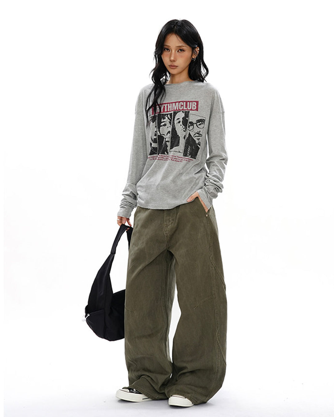 TIE DYE DISTRESSED LETTER PRINT TOPS - GREY