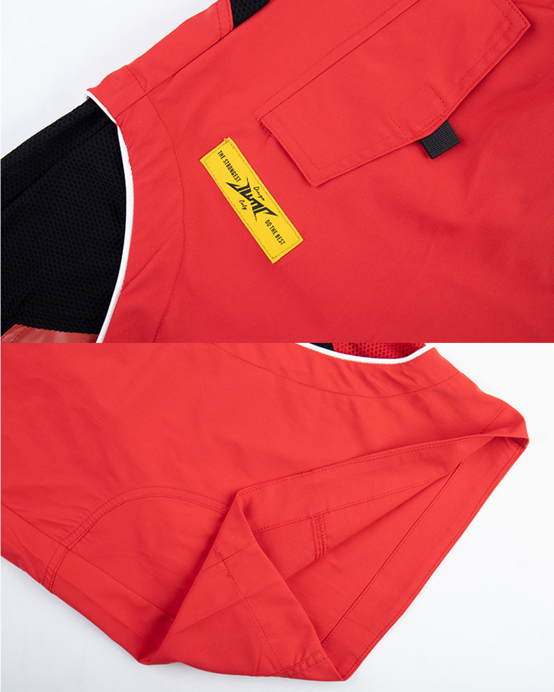 RACING INSPIRED DOUBLE WAIST MESH PANEL PANTS - RED