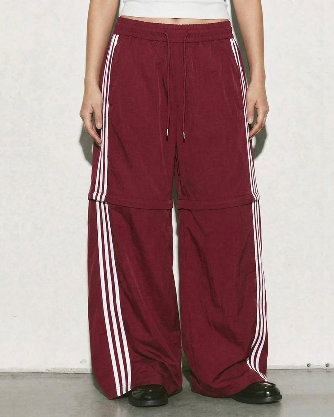 STRIPED DETACHABLE-LEG QUICK-DRY PANTS - RED