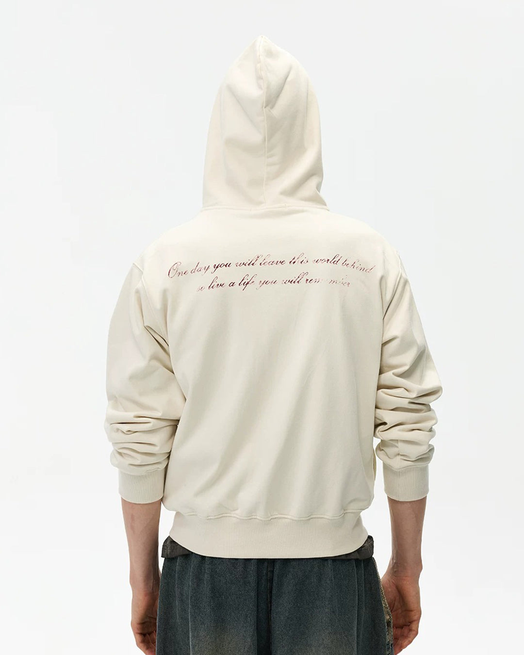 CROPPED RHINESTONE ZIP-UP HOODIES - Beige
