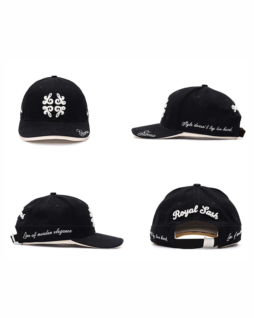 DOUBLE-LAYER FAUX TWO-PIECE EMBROIDERED BASEBALL CAPS - BLACK
