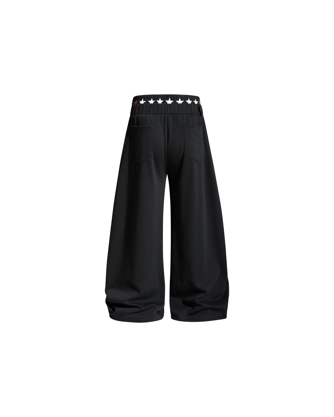 DOUBLE WAIST NOTE STRIPE PRINT SWEATS - BLACK