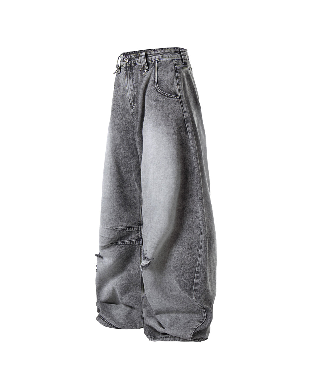 STREET CONVERTIBLE CARGO SCIMITAR DENIM PANTS - BLACK &amp; GREY