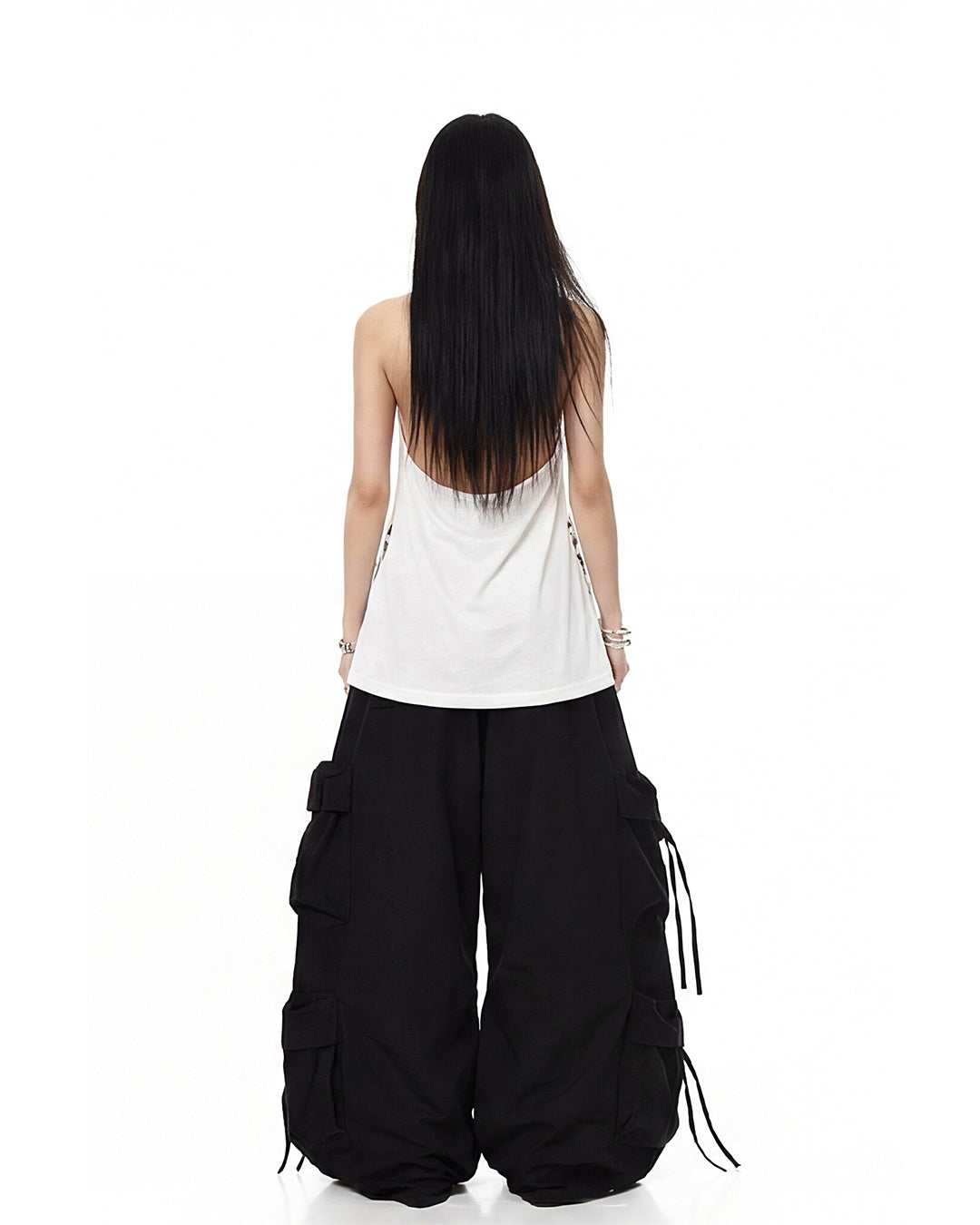 CROSS GRAPHIC HALTER TANK TOPS - WHITE