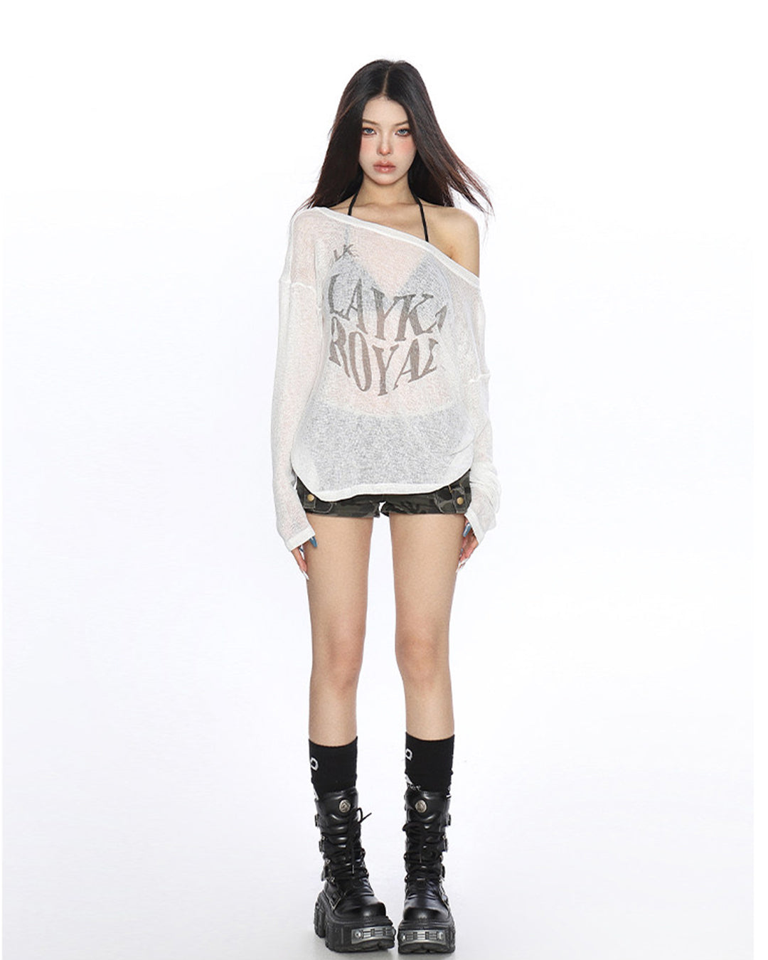 ASYMMETRIC BREATHABLE COVER-UP TOPS - WHITE