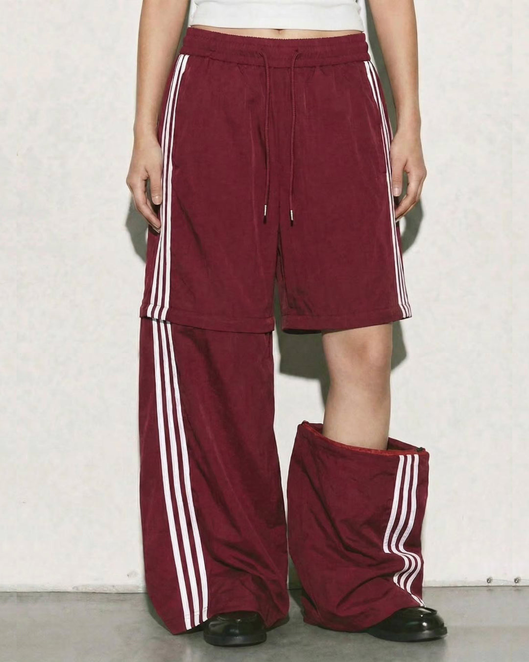 STRIPED DETACHABLE-LEG QUICK-DRY PANTS - RED