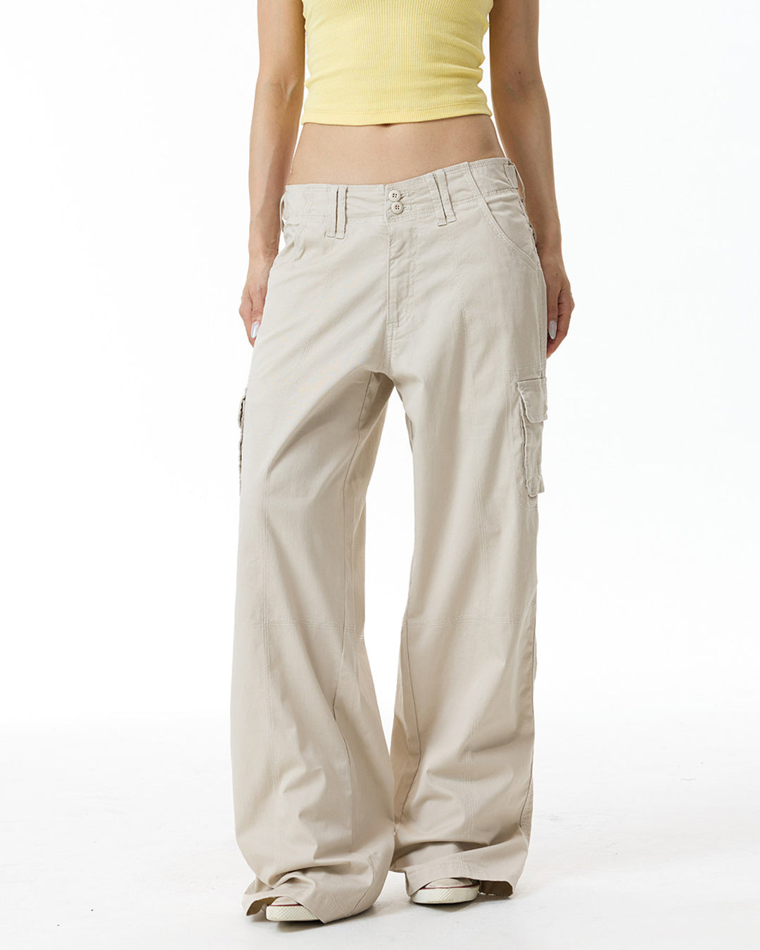 DECONSTRUCTED MULTI-POCKET CARGO PANTS - BEIGE