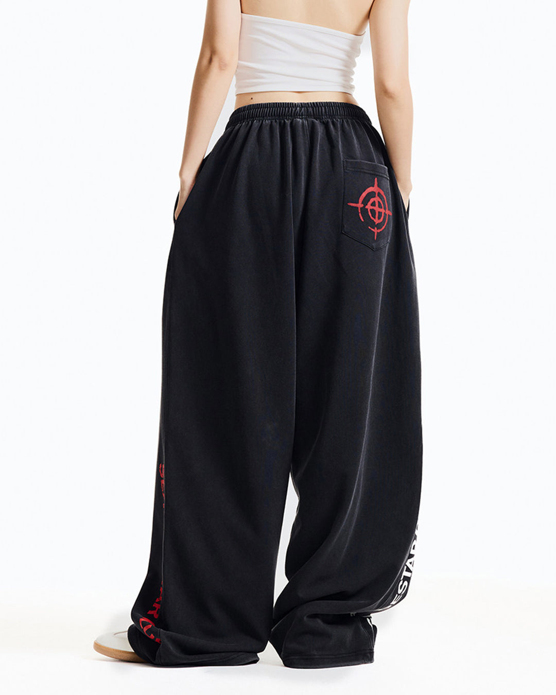 LETTER PRINT CLOUD COTTON DANCE SWEATPANTS - BLACK