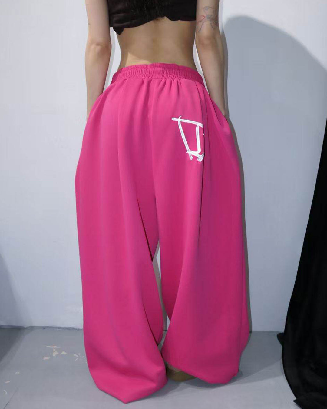 LETTER EMBROIDERY PRINTED RELAXED SWEATS - PITAYA PINK