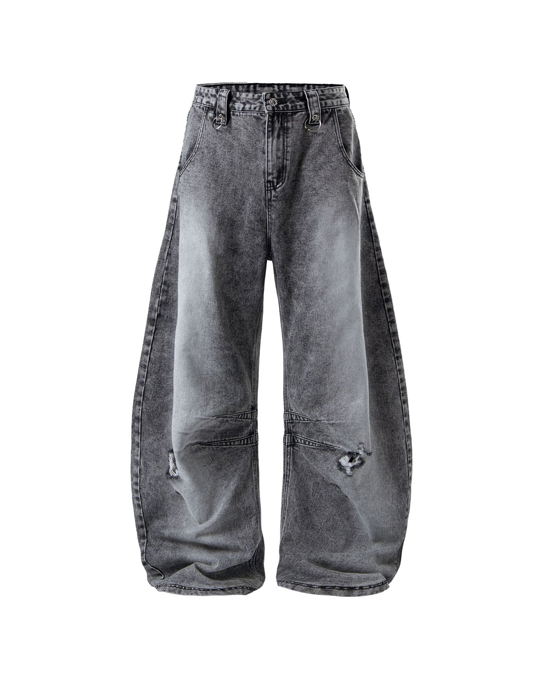 STREET CONVERTIBLE CARGO SCIMITAR DENIM PANTS - BLACK &amp; GREY