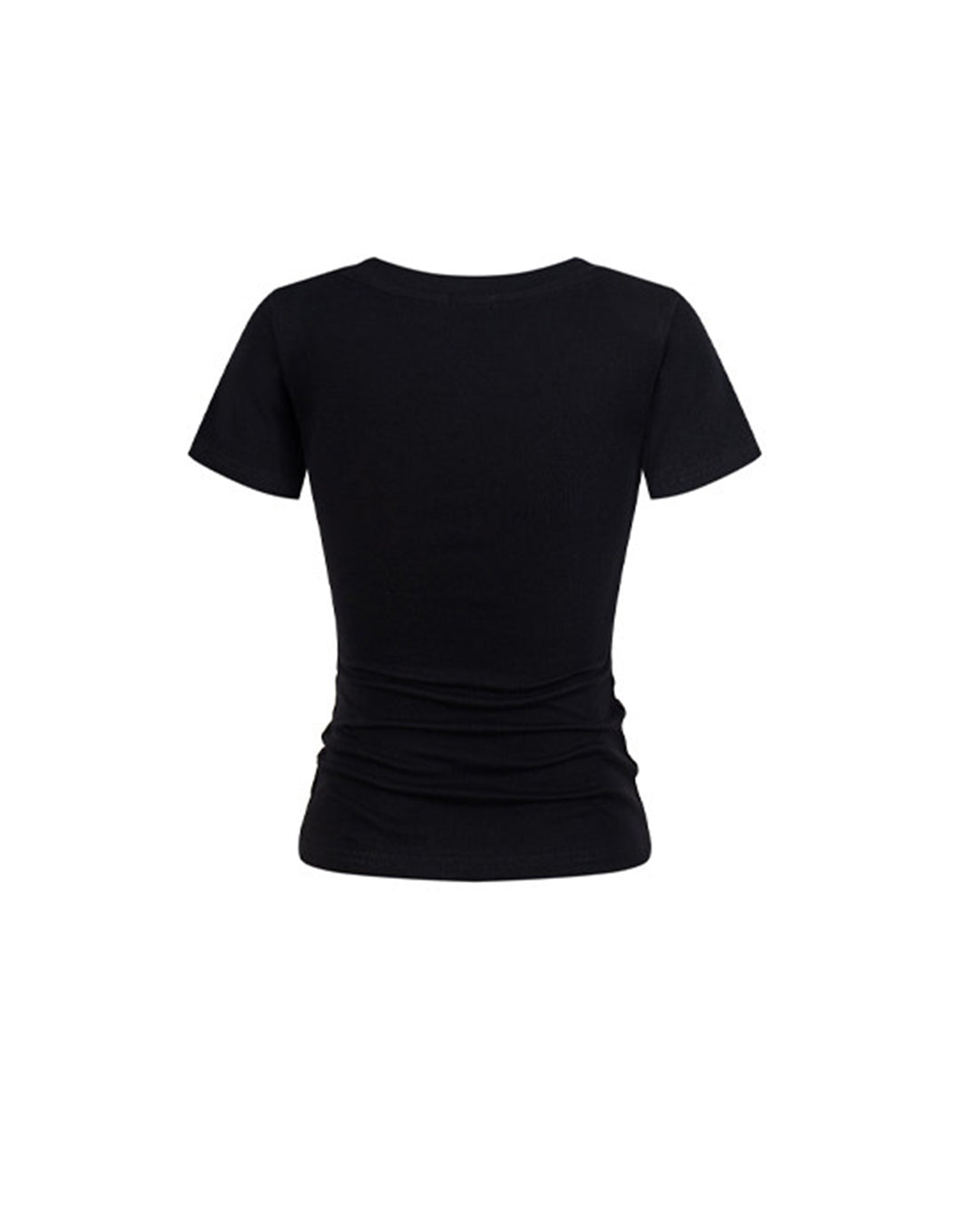 V-NECK RIVETED WING PATCH T-SHIRTS - BLACK