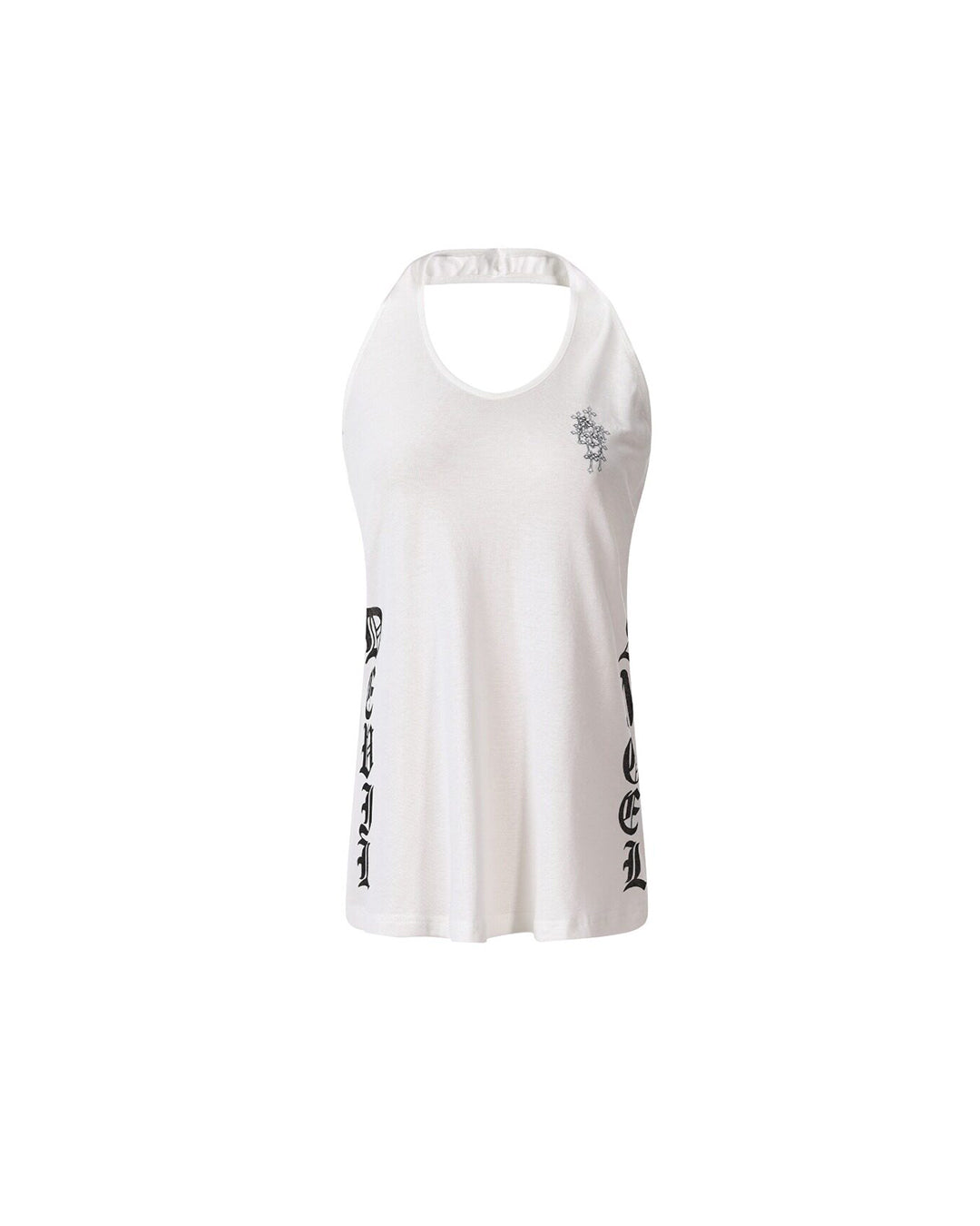 CROSS GRAPHIC HALTER TANK TOPS - WHITE