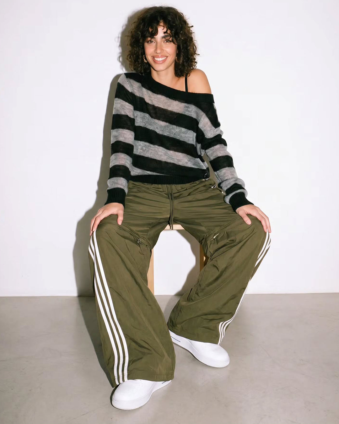 STRIPED DETACHABLE-LEG QUICK-DRY PANTS - OLIVE