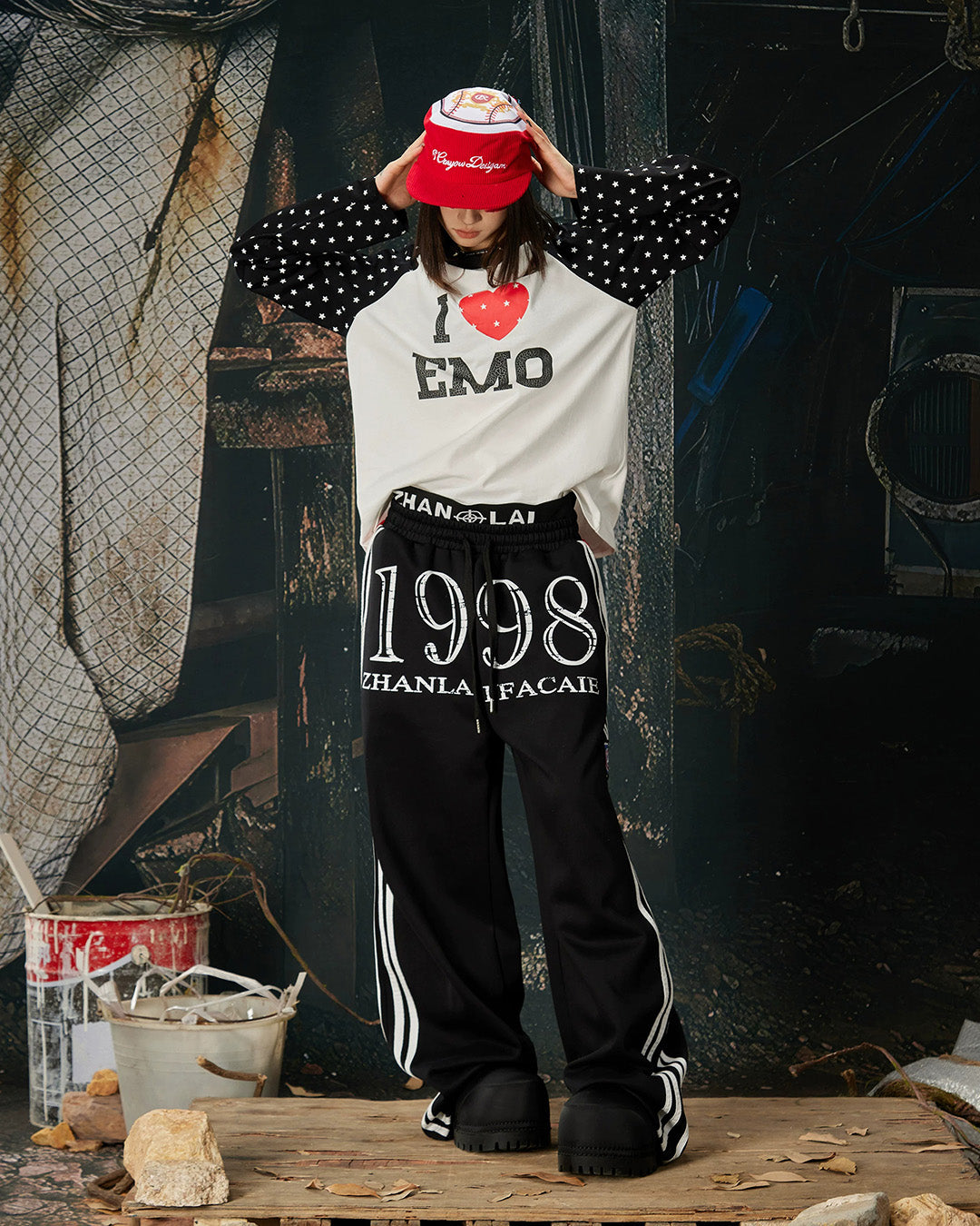DOUBLE WAISTBAND JERSEY SWEATPANTS - BLACK