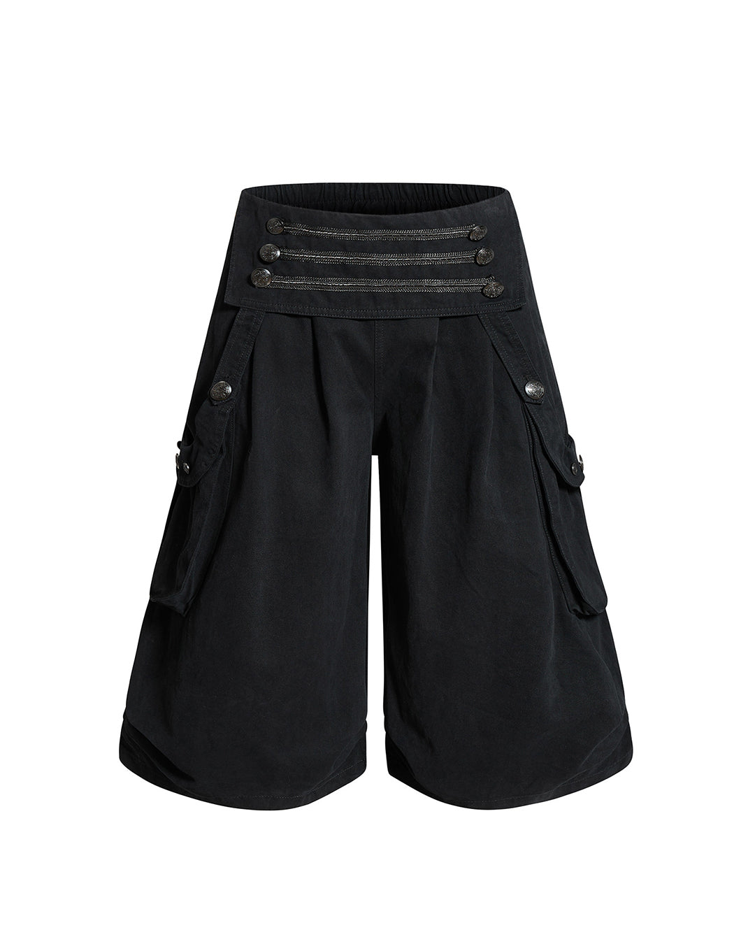 VINTAGE PALACE STYLE UTILITY CROPPED PANTS - BLACK
