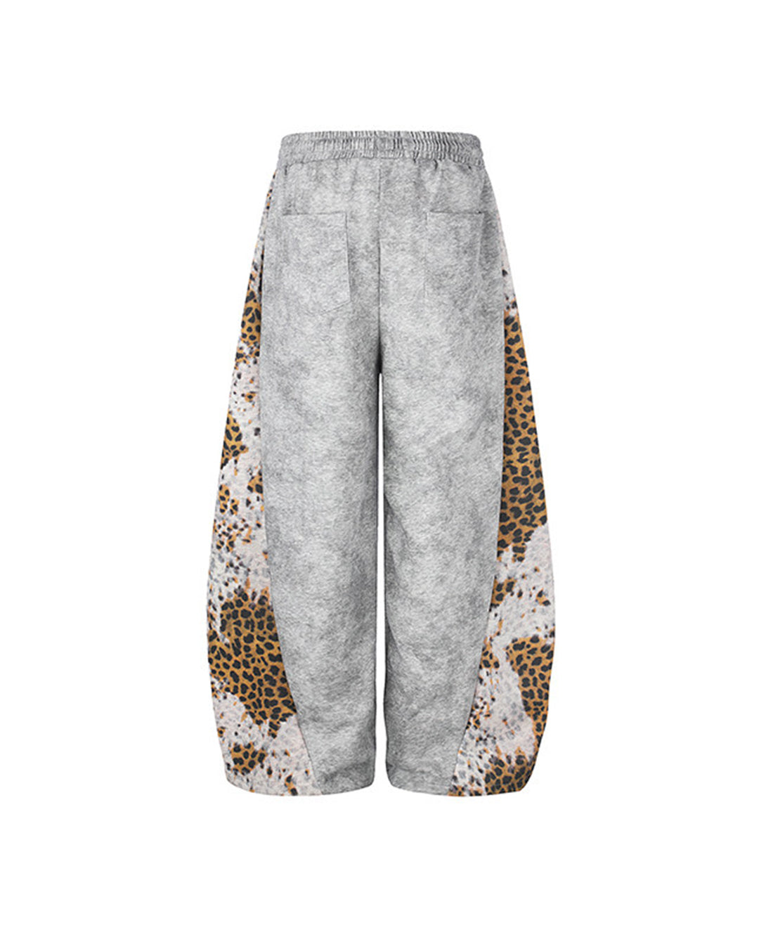 VINTAGE DIRTY-WASH LEOPARD PANEL BEADED JOGGERS - GREY