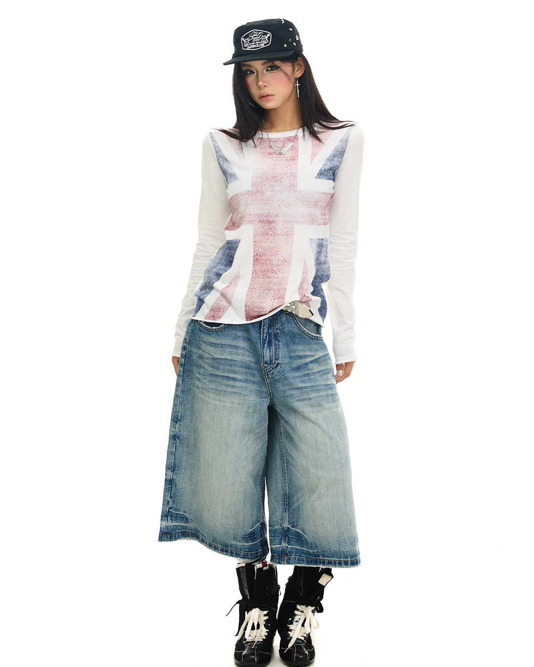 VINTAGE FADED WHISKER JORTS - BLUE