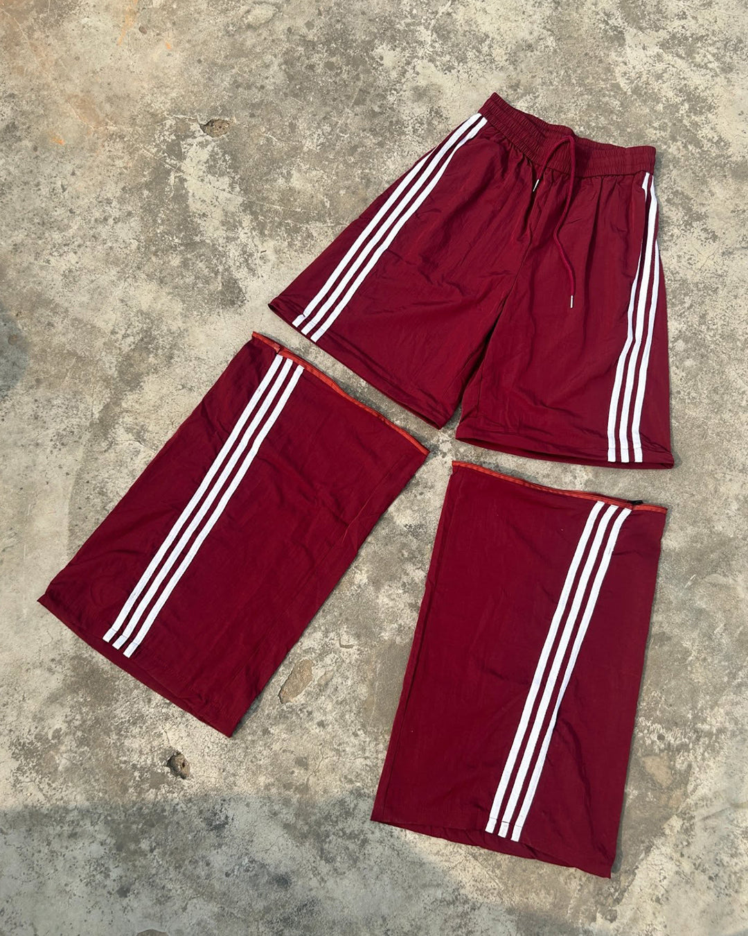 STRIPED DETACHABLE-LEG QUICK-DRY PANTS - RED