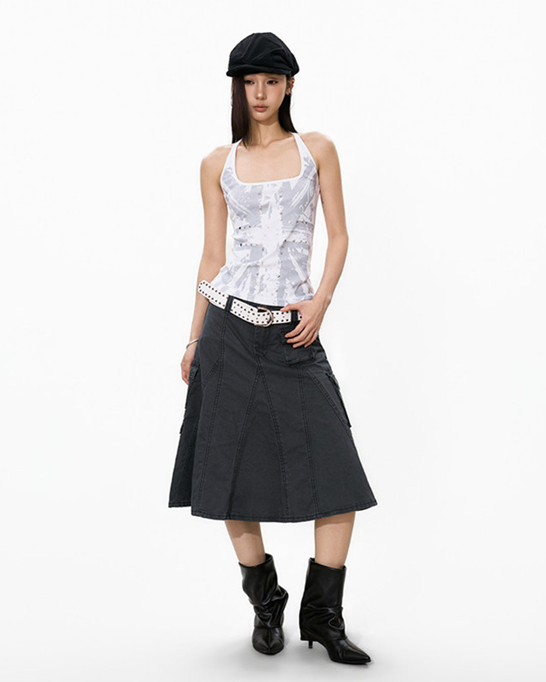 PUNK CROSS RIVET VESTS - WHITE