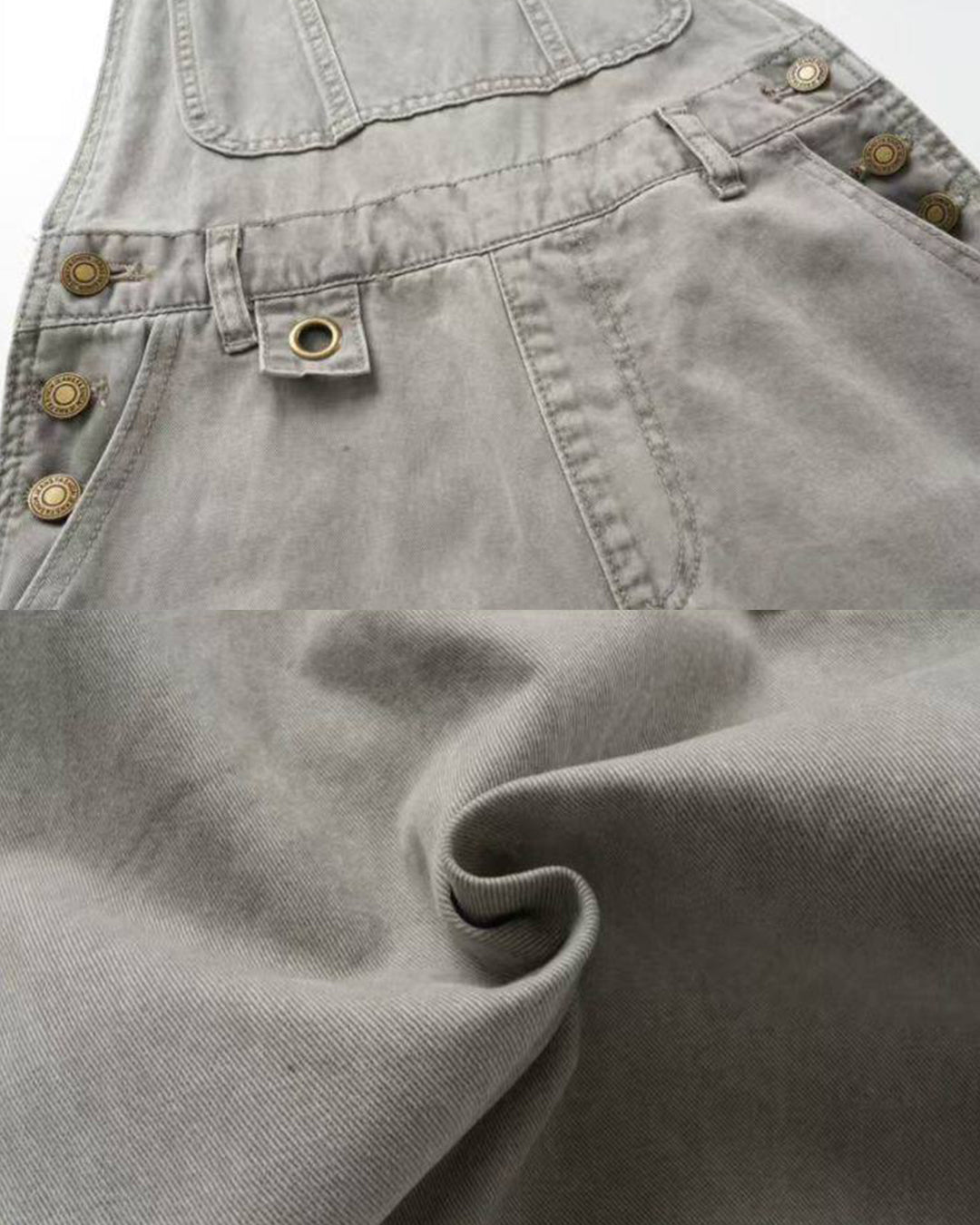 MULTI-POCKET DISTRESSED CARGO OVERALLS - ARMY GREEN