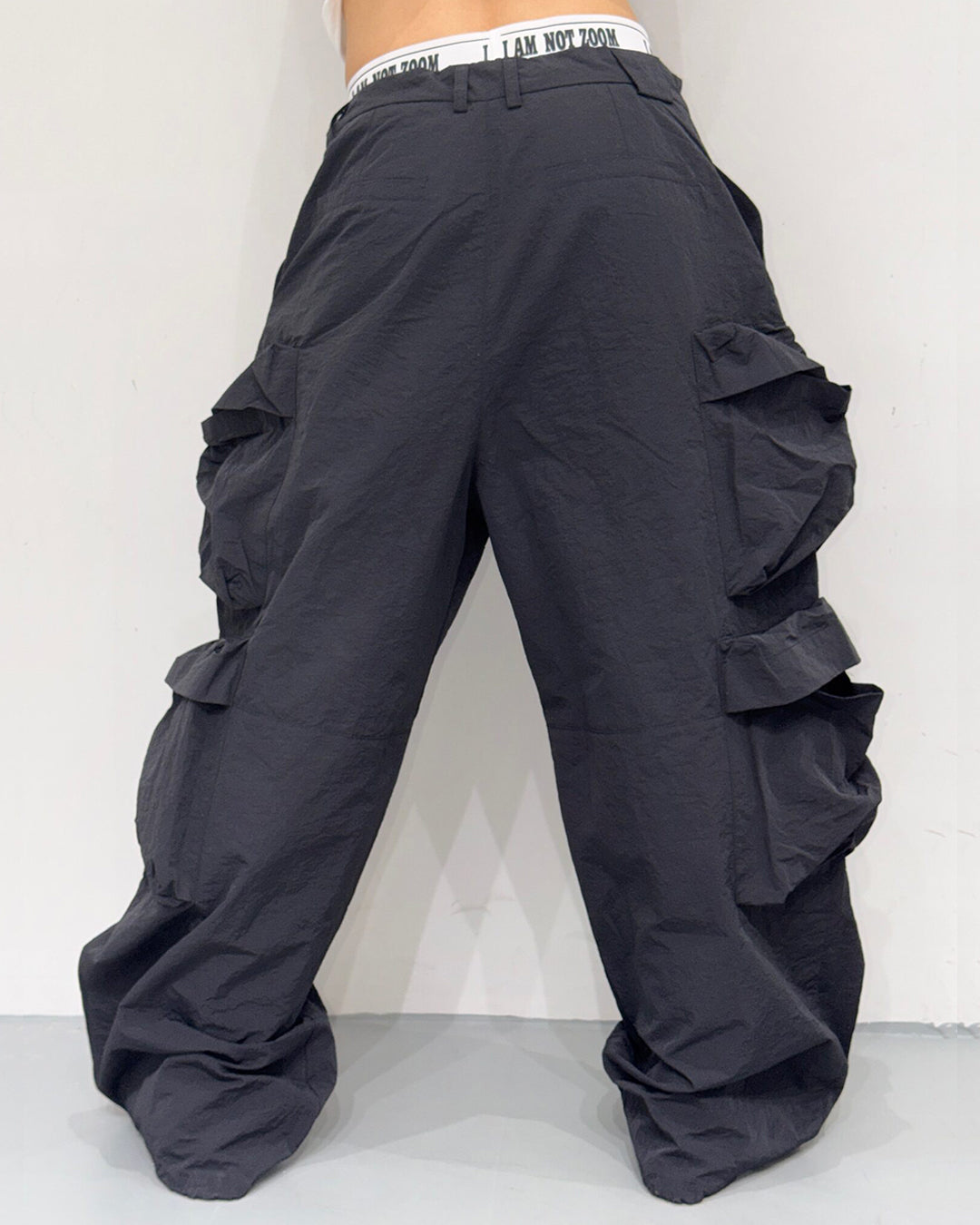 STREETWEAR LETTER PRINT CARGO QUICK-DRY PANTS - BLACK