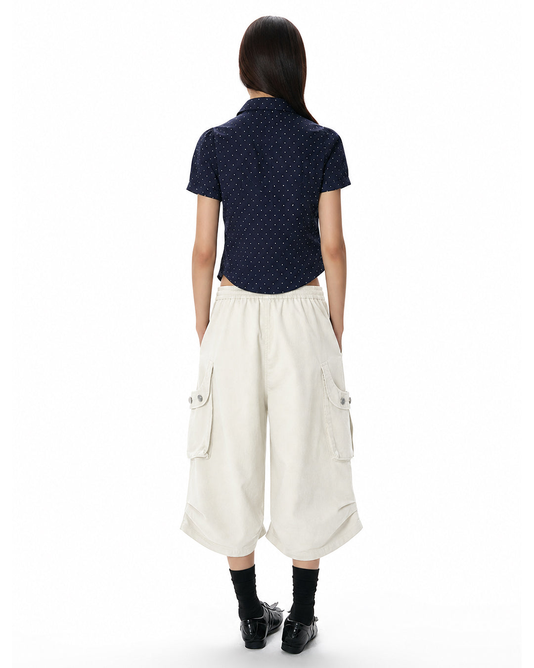 VINTAGE PALACE STYLE UTILITY CROPPED PANTS - WHITE