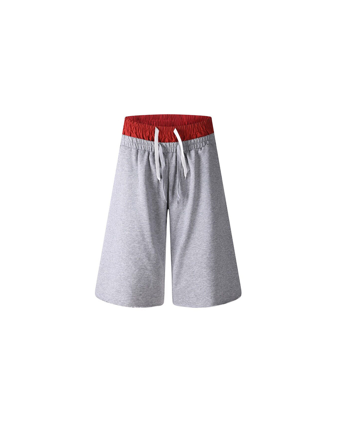 DOUBLE-WAIST GOTHIC PRINT TERRY CROPPED SWEATPANTS - GREY