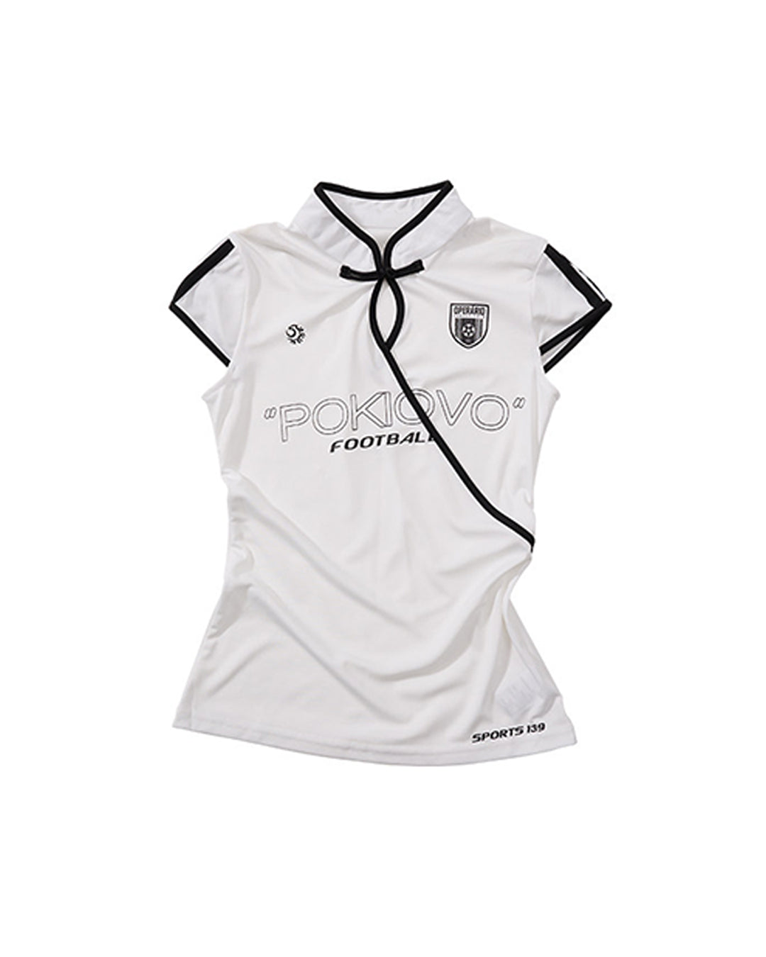 CHINESE SPORT STYLE FROG BUTTON JERSEY T-SHIRTS - WHITE