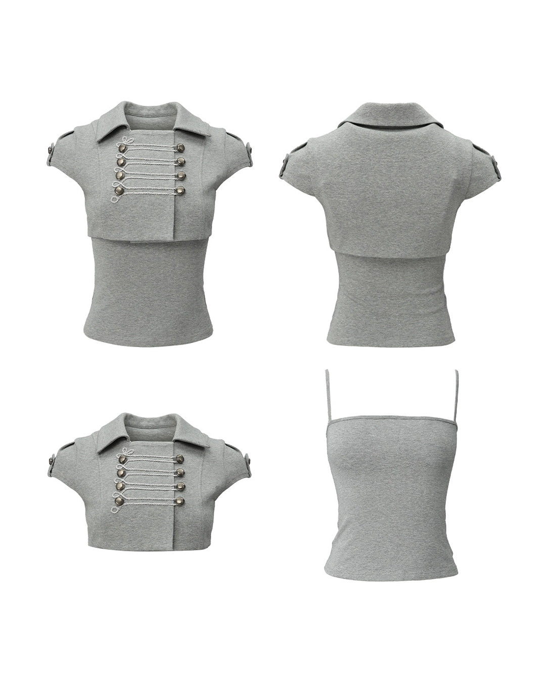 TWO-PIECE PALACE STYLE CROPPED TOPS - GREY