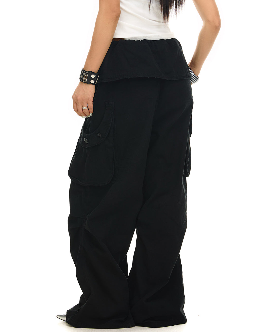 VINTAGE PALACE STYLE CARGO PANTS - BLACK