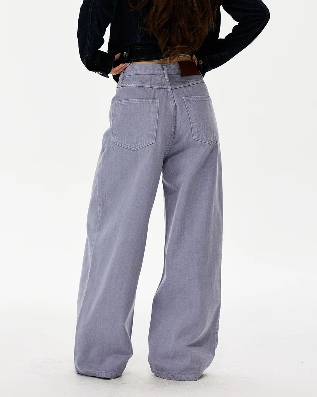 RELAXED STRAIGHT LEG DENIM JEANS - PALE LAVENDER