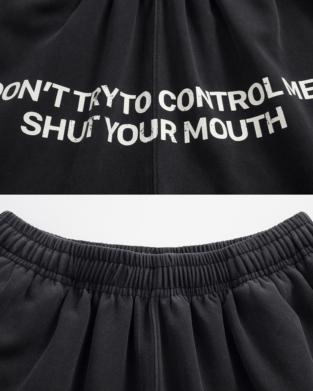 LETTER PRINT CLOUD COTTON DANCE SWEATPANTS - BLACK