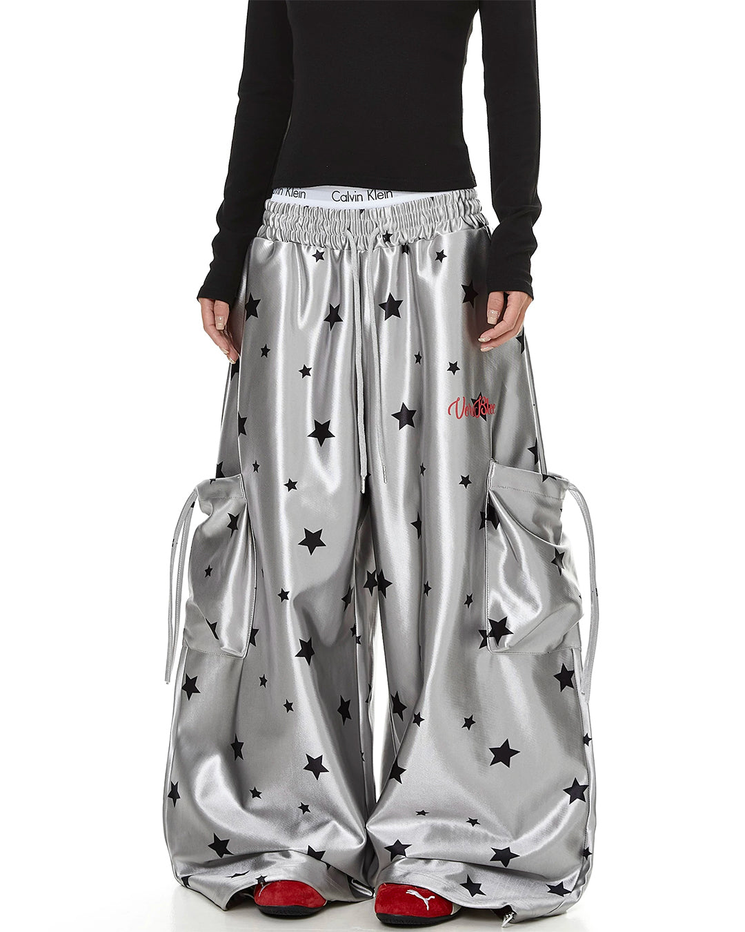 ALL-OVER SHINY SWEATPANTS - GRAY