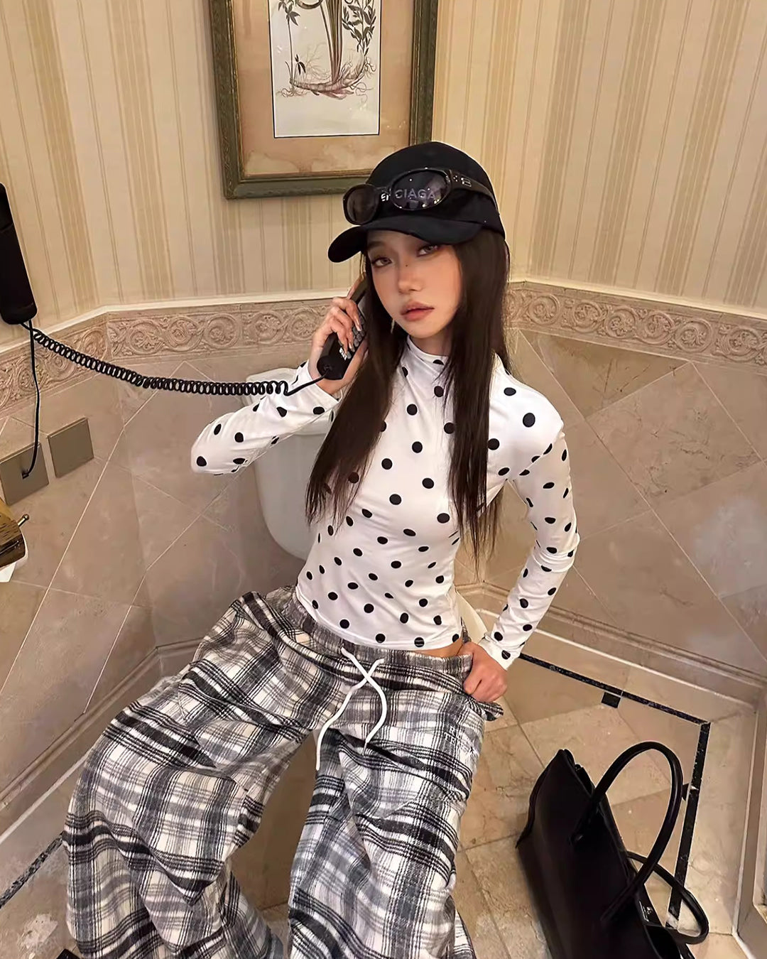 POLKA DOT SLIM-FIT TURTLENECK TOPS