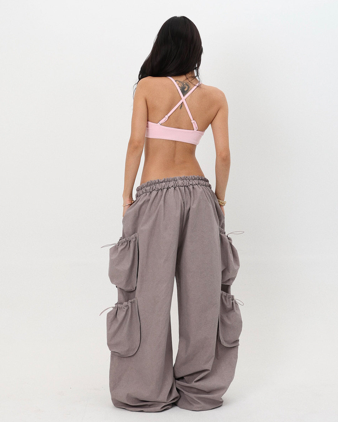 HIPHOP MULTI-POCKET CARGO PANTS - LIGHT PURPLE