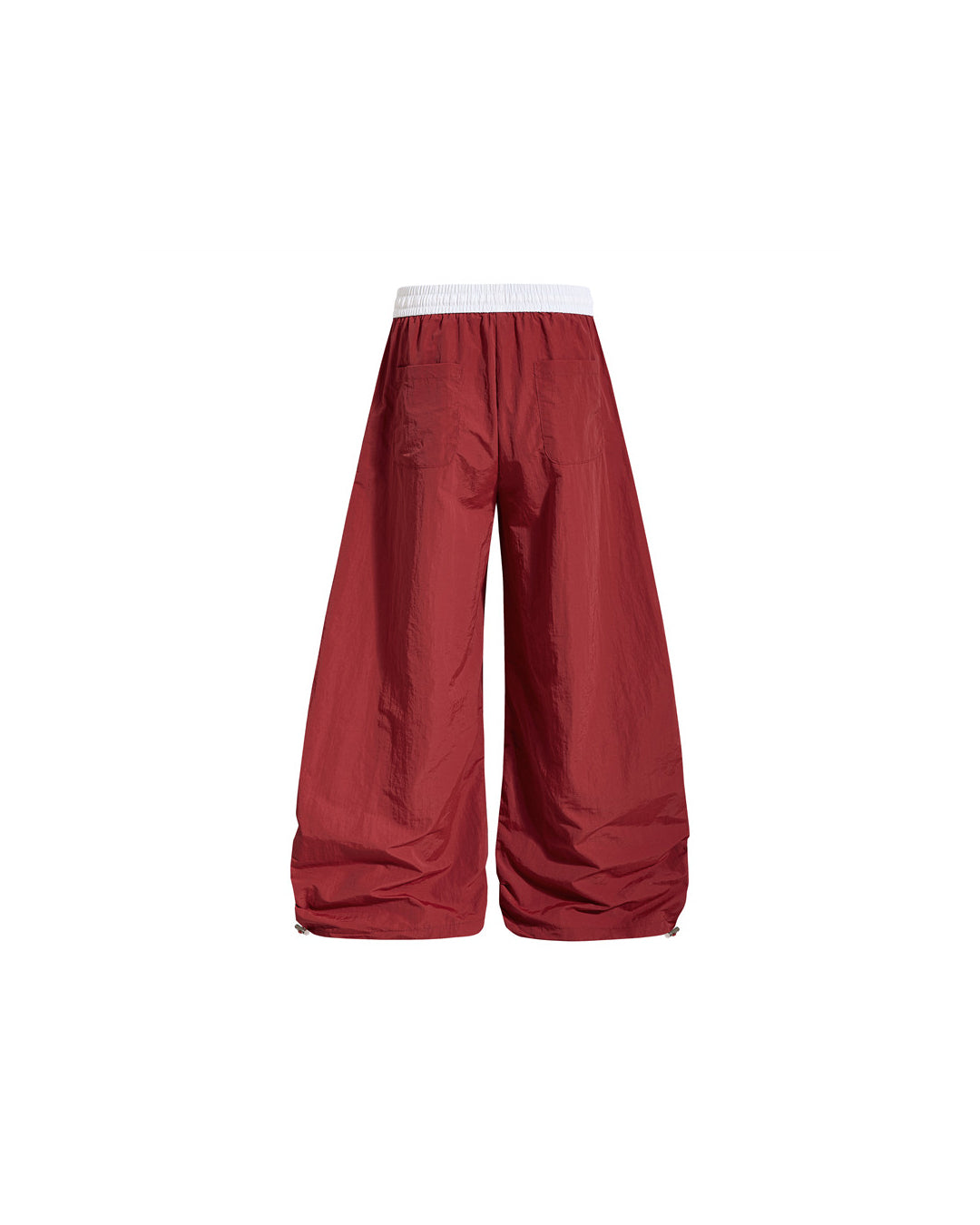 CONTRAST LETTER PRINT PARACHUTE PANTS - RED