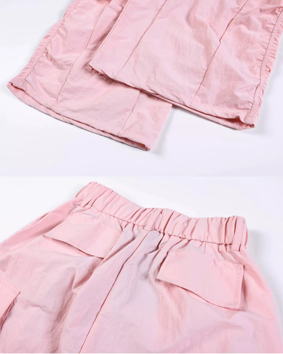 LEOPARD LETTER EMBROIDERY PARACHUTE PANTS - PINK